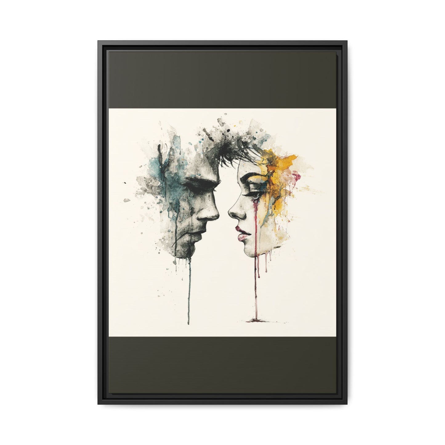 Framed Matte Canvas Art — Abstract Watercolor Faces Wall Print