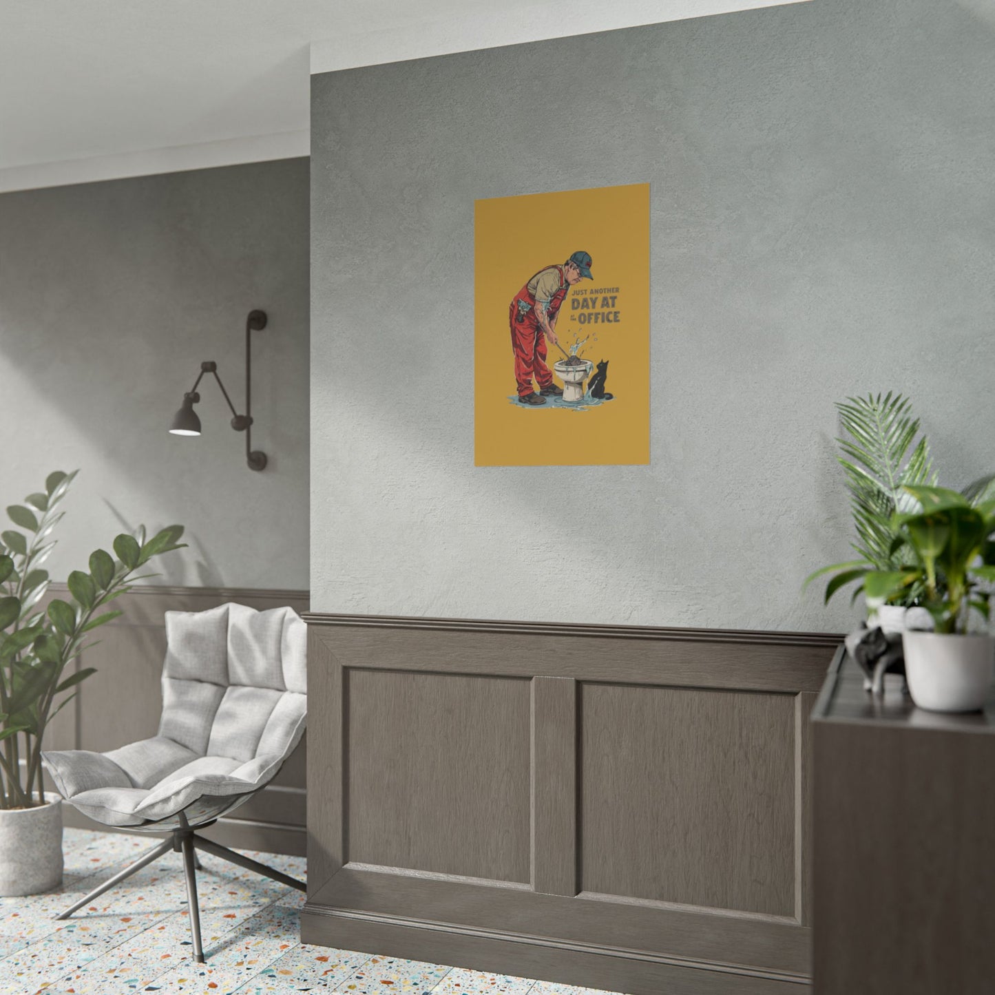 Rolled Poster — "Just Another Day at the Office" Plumber Retro Wall Art