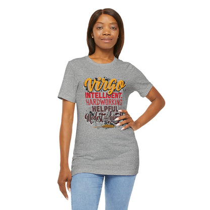 Virgo T‑Shirt for Her — "Intelligent, Hardworking, Helpful, Modest & Humble" Zodiac Tee
