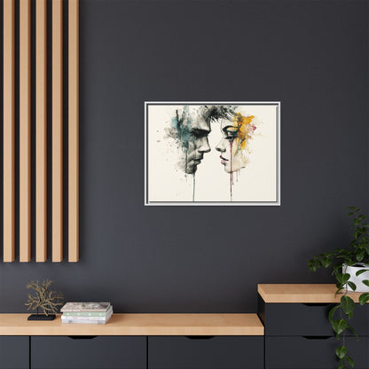 Framed Matte Canvas Art — Abstract Watercolor Faces Wall Print