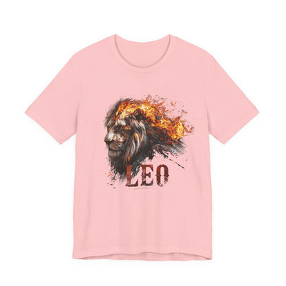 Leo Fire Lion Zodiac T‑Shirt — Bold Flaming Lion Graphic Tee for Leo Birthday