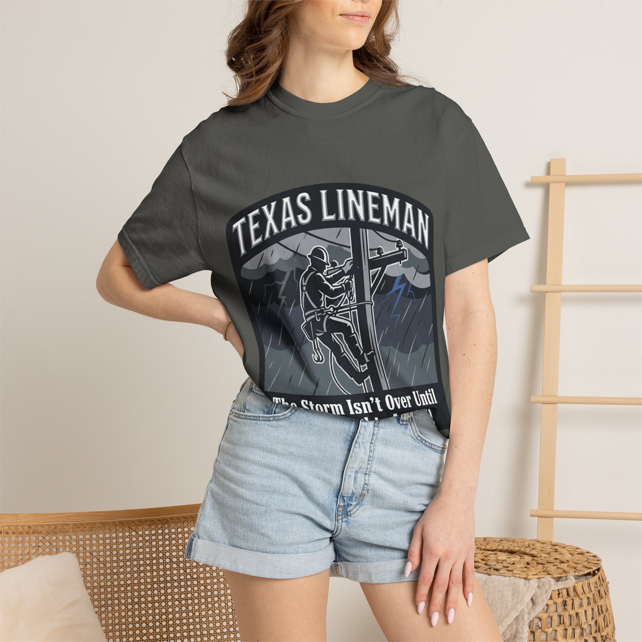 Texas Lineman T-Shirt — "The Storm Isn't Over Until All The Lights Are ON" Electrical Worker Tee