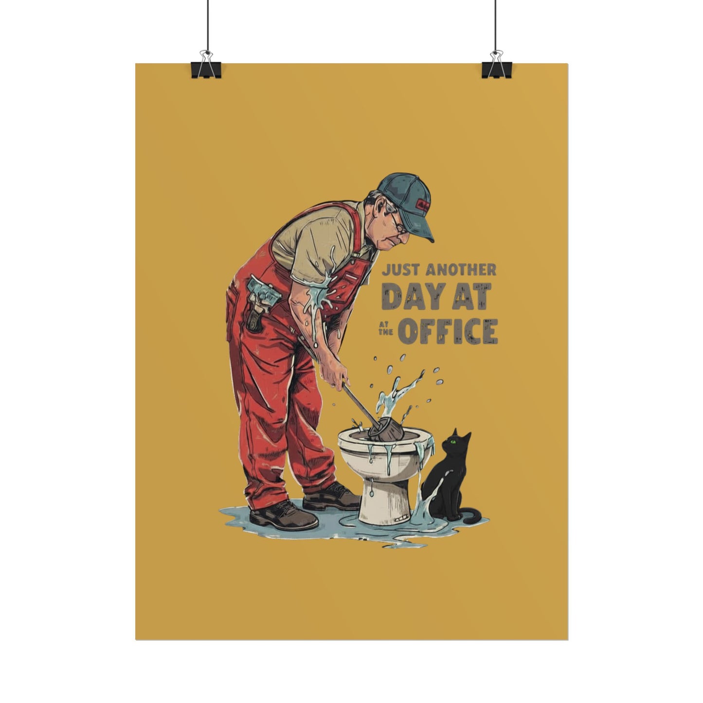 Rolled Poster — "Just Another Day at the Office" Plumber Retro Wall Art