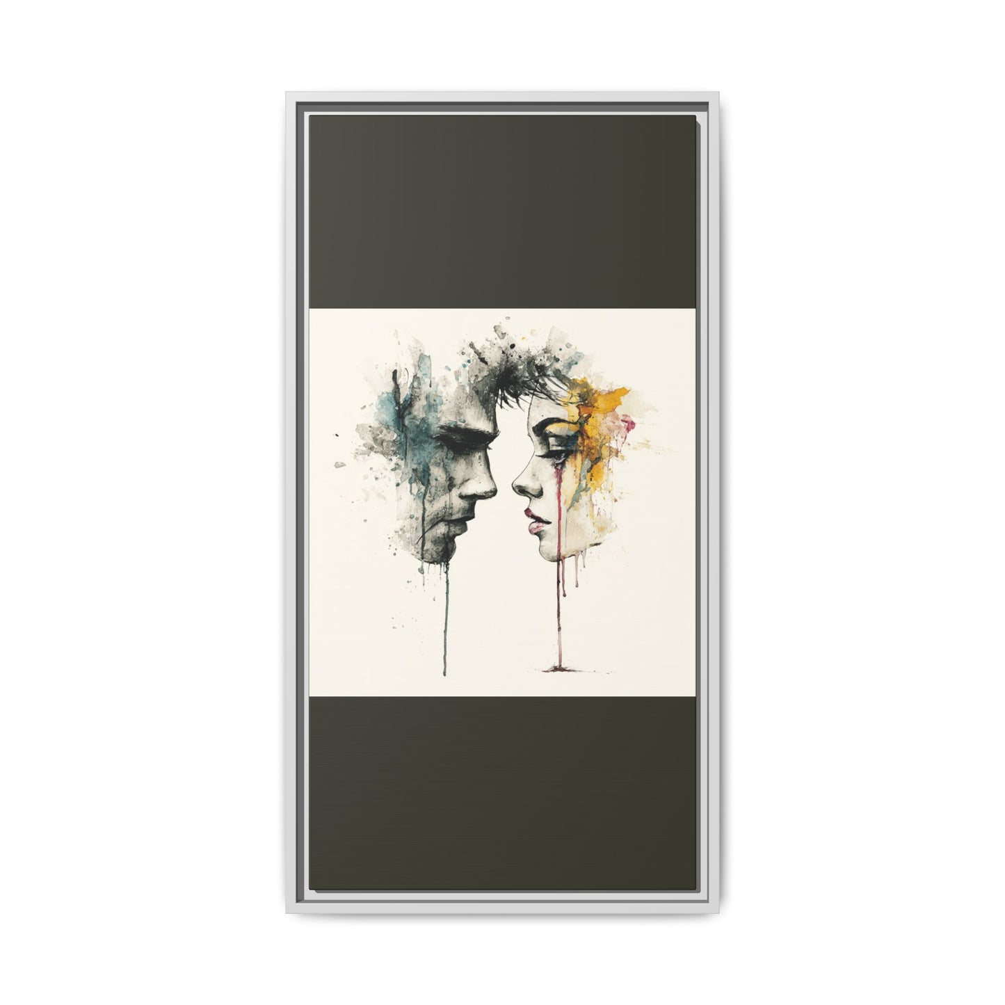 Framed Matte Canvas Art — Abstract Watercolor Faces Wall Print