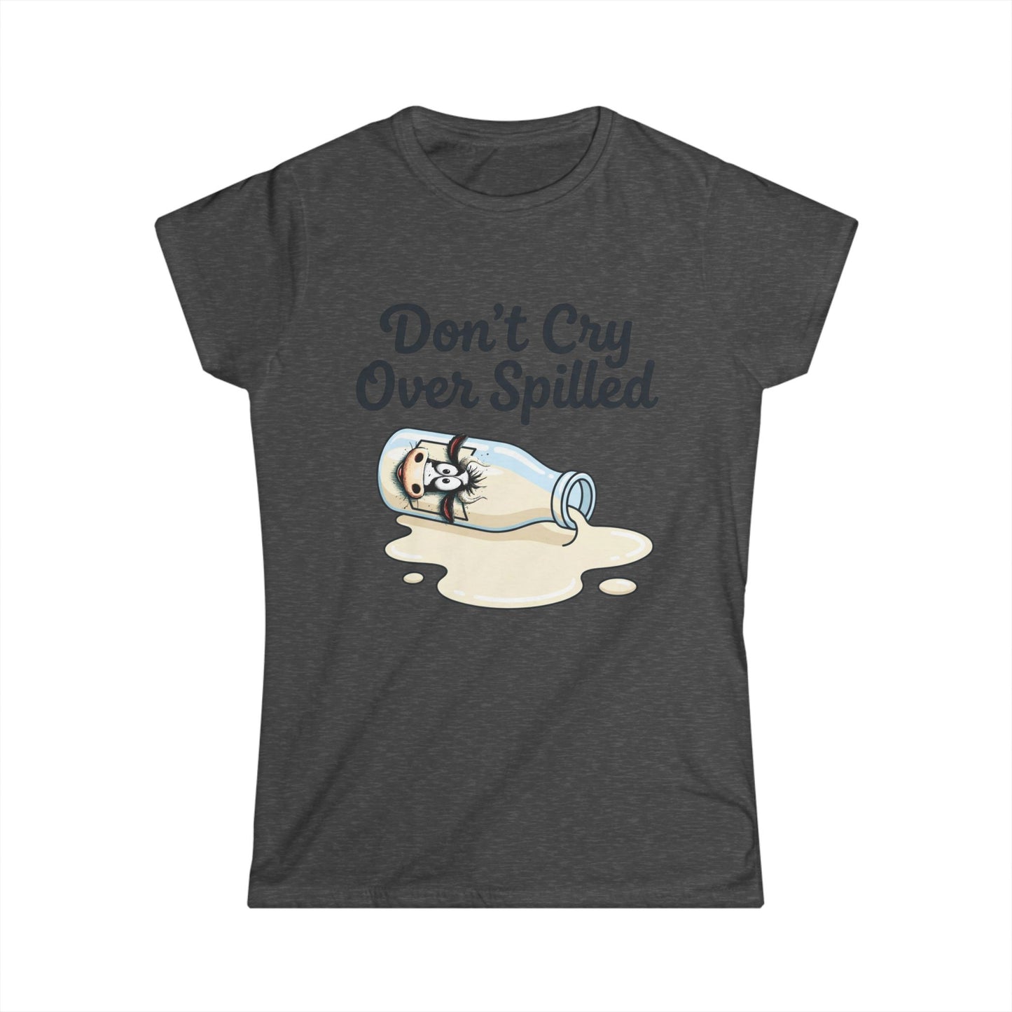 Don't Cry Over Spilled — Women's Tee (Cute Kawaii Cat in Milk Bottle)