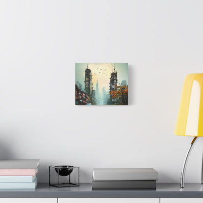Urban Ruins Canvas Print — Post-Apocalyptic Cityscape Matte Stretched Wall Art