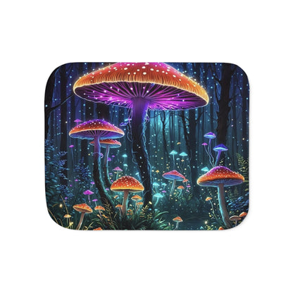 Mystic Glow Mushroom Sherpa Blanket