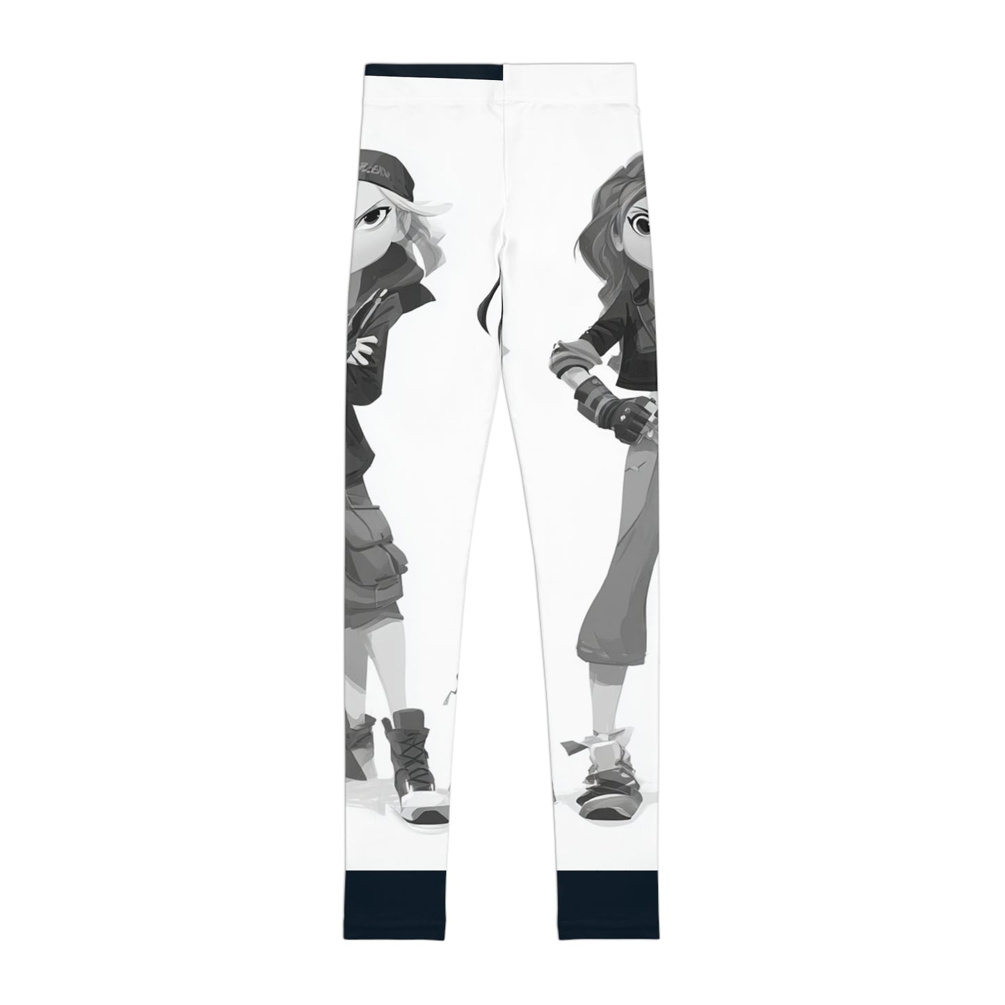 Girls Youth Character Print Leggings — Black & White Gamer Girls AOP