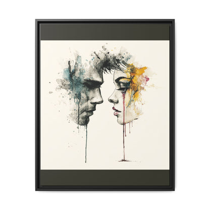 Framed Matte Canvas Art — Abstract Watercolor Faces Wall Print