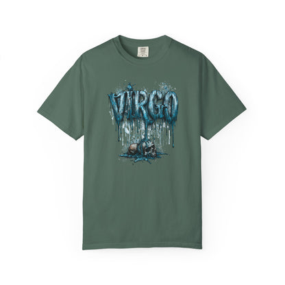 Virgo Graphic T-Shirt — Grunge Zodiac Tee with 'Virgo' Dripping Design