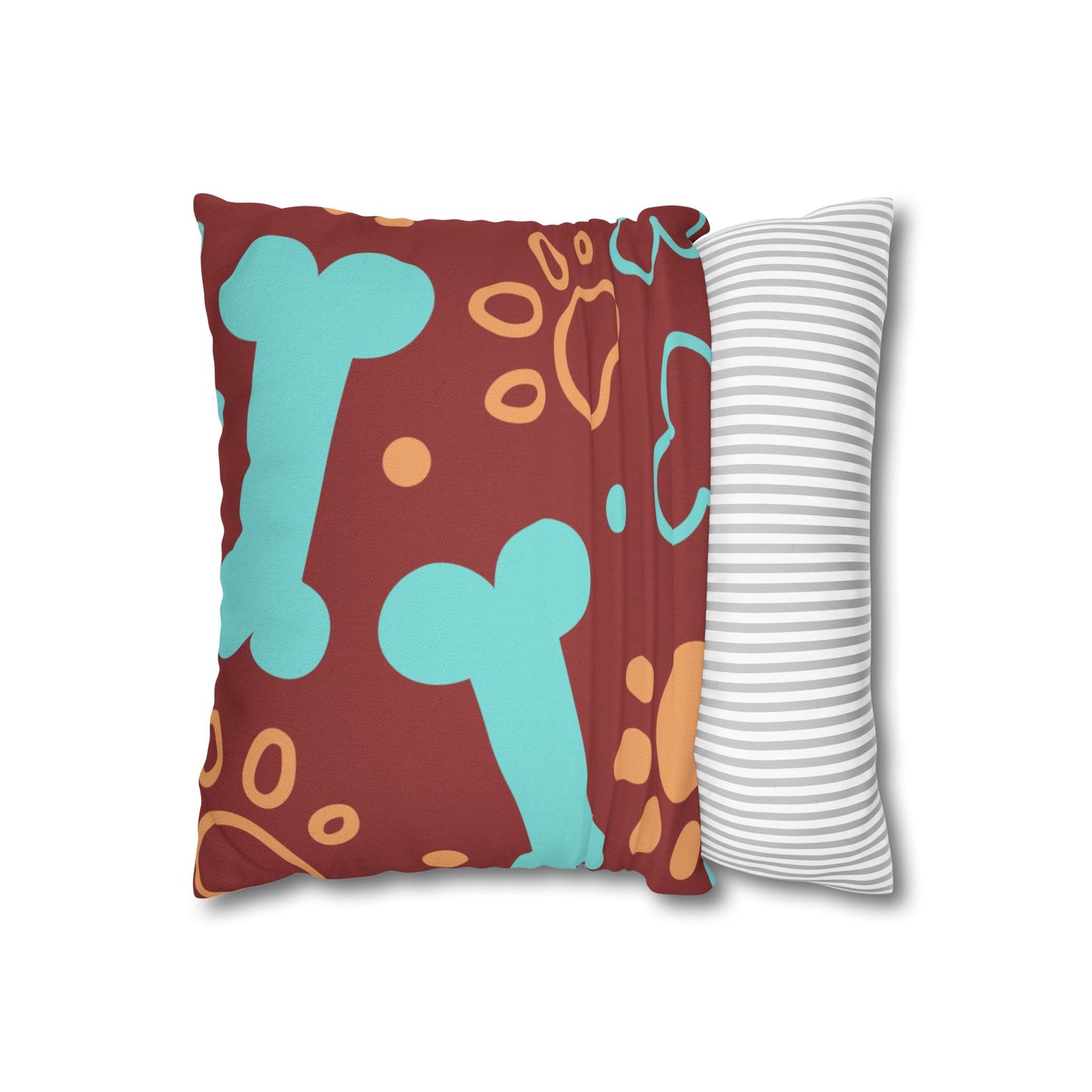 Dog Bone & Paw Print Decorative Pillowcase — Playful Pet-Themed Throw Pillow Cover