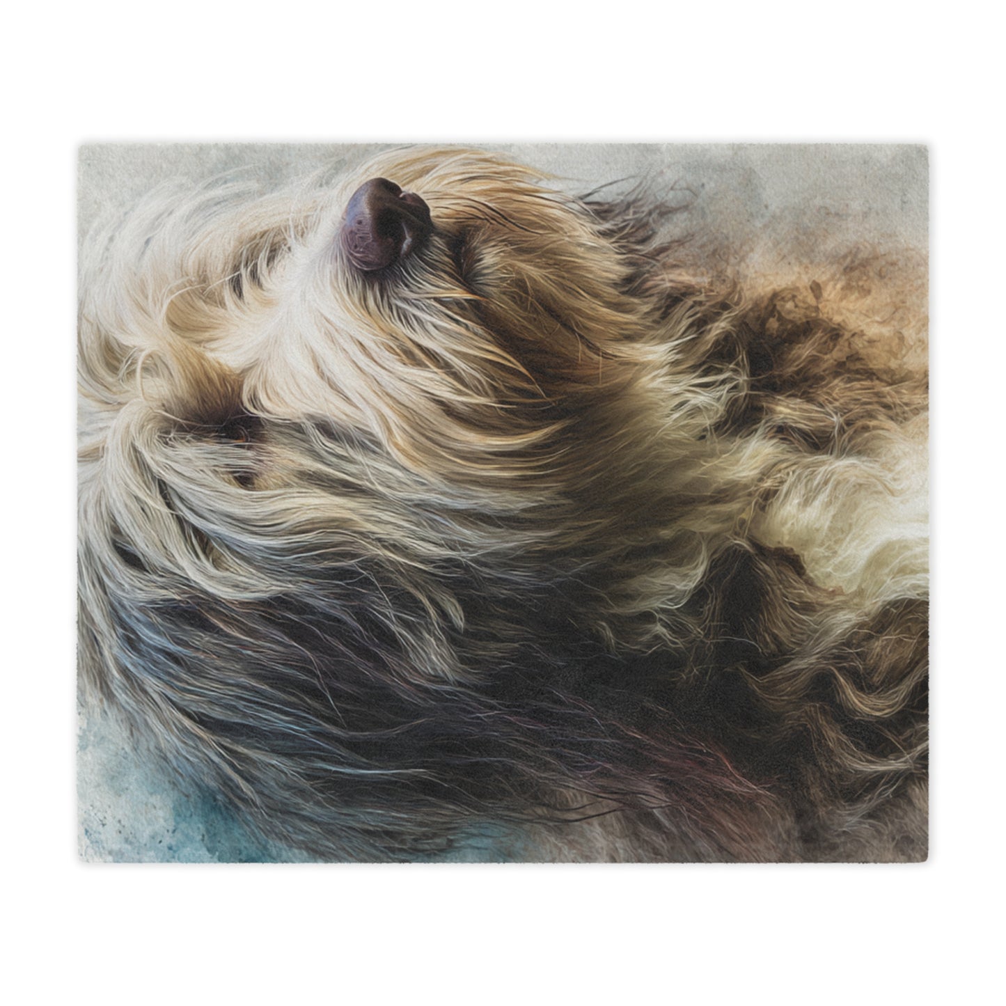 Bergamasco Shepherd Dog Portrait Minky Blanket — Soft Fluffy Throw for Pet Lovers